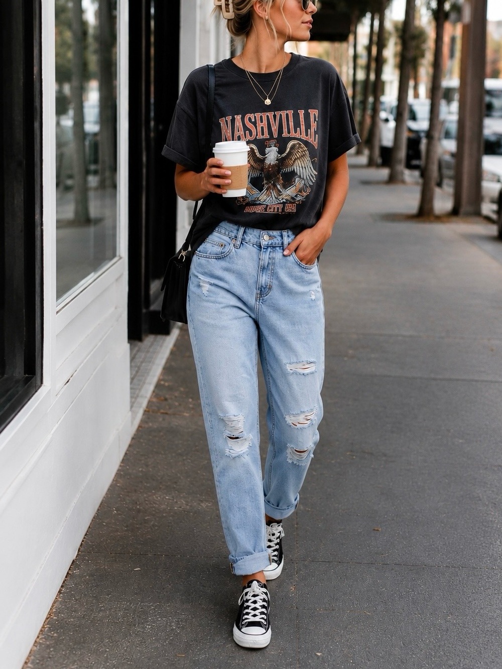 H&M Boyfriend Low Waist Loose Fit Distressed Light Denim Blue Jeans US 2